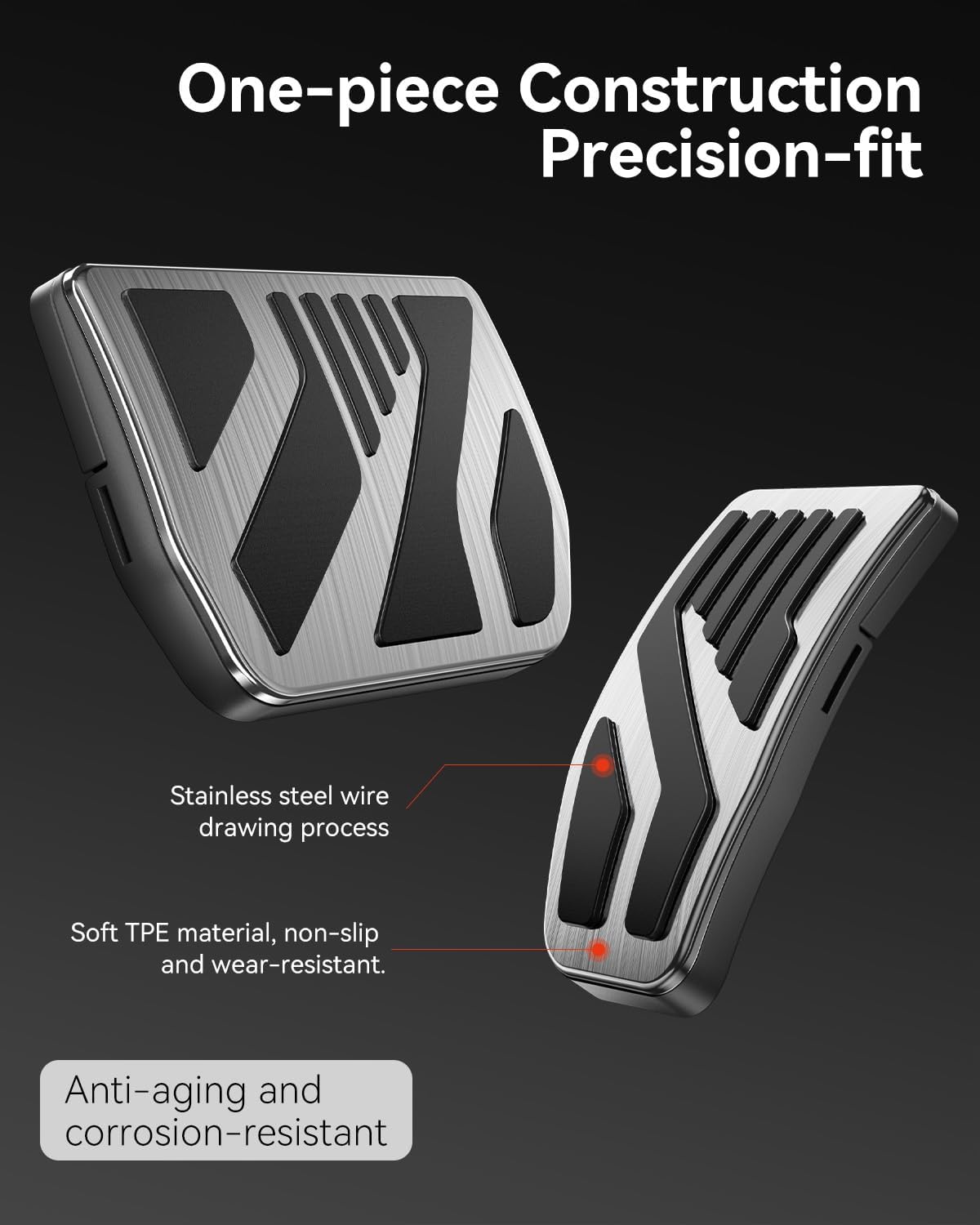 Tesla Model 3/Y Stainless Steel Self-Snap Lock Pedal Covers (2PCS) – Geometric & Dots