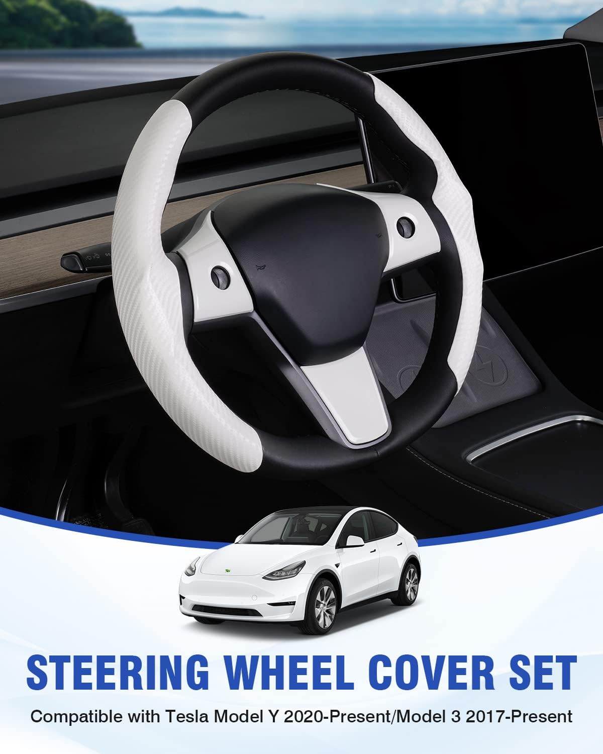 Carbon Fiber Steering Wheel Cover for Tesla Model 3/ Y