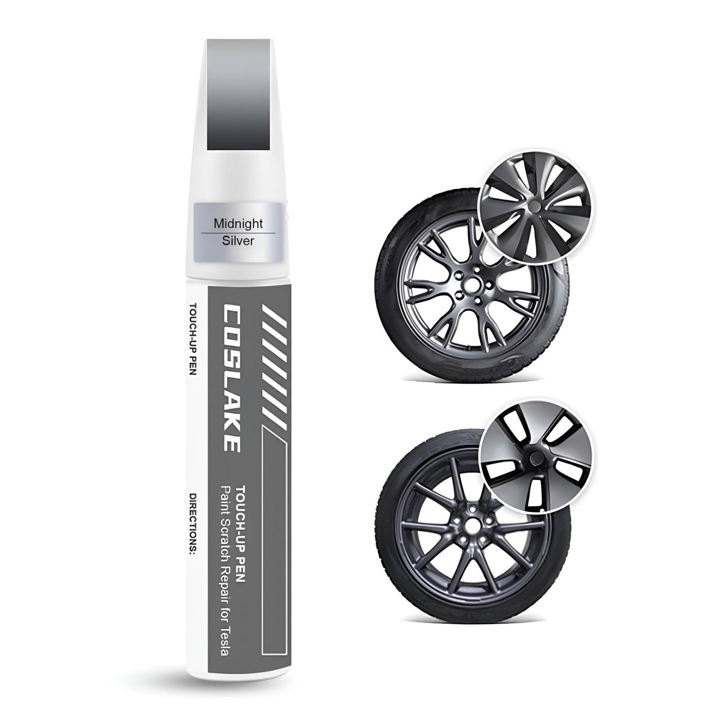 Rim Touch Up Paint(Gunpowder) for Tesla Model Y/3/S/X Gemini Dark/Uberturbine/Arachnid/Cybersteam/Turbine Wheel, Curb Rash Repair Rim Scratch Repair with Masking Tape & Sandpaper