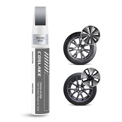 Rim Touch Up Paint(Gunpowder) for Tesla Model Y/3/S/X Gemini Dark/Uberturbine/Arachnid/Cybersteam/Turbine Wheel, Curb Rash Repair Rim Scratch Repair with Masking Tape & Sandpaper