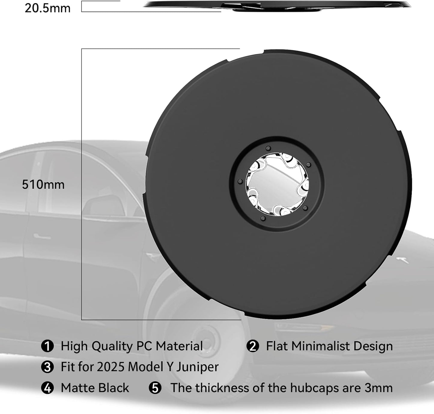 19 inch Wheel Cover Hubcaps with Rim Protectors For Tesla Model Y Juniper