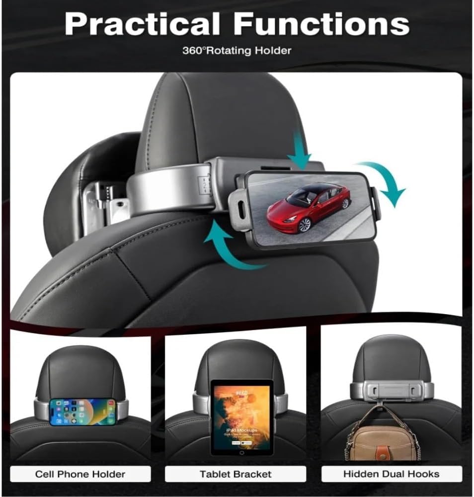 Tesla Model 3/Y Adjustable Headrest Pillow with Phone & Tablet Holder