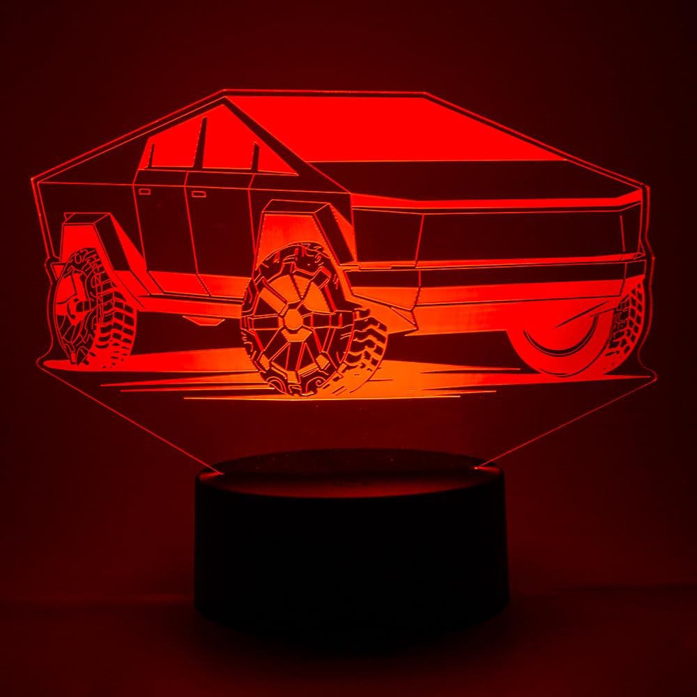3D Illusion Cybertruck Flashing Cool LED Night Light Acrylic Lamp Gifts