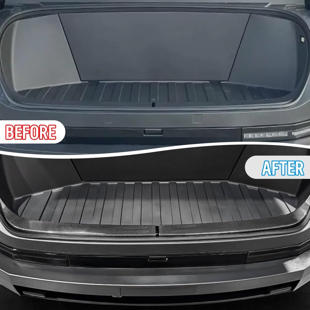 JSWAN Carbon Fiber Front Trunk Threshold Strip Fit for Tesla Cybertruck (2024 2025 2026) Cyber Truck Front Trunk Gate Protector Sill Guard Cover Accessories (Matte Black)