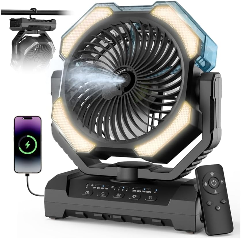24000mAh Portable Rechargeable Battery Powered Fans for EV All Cars