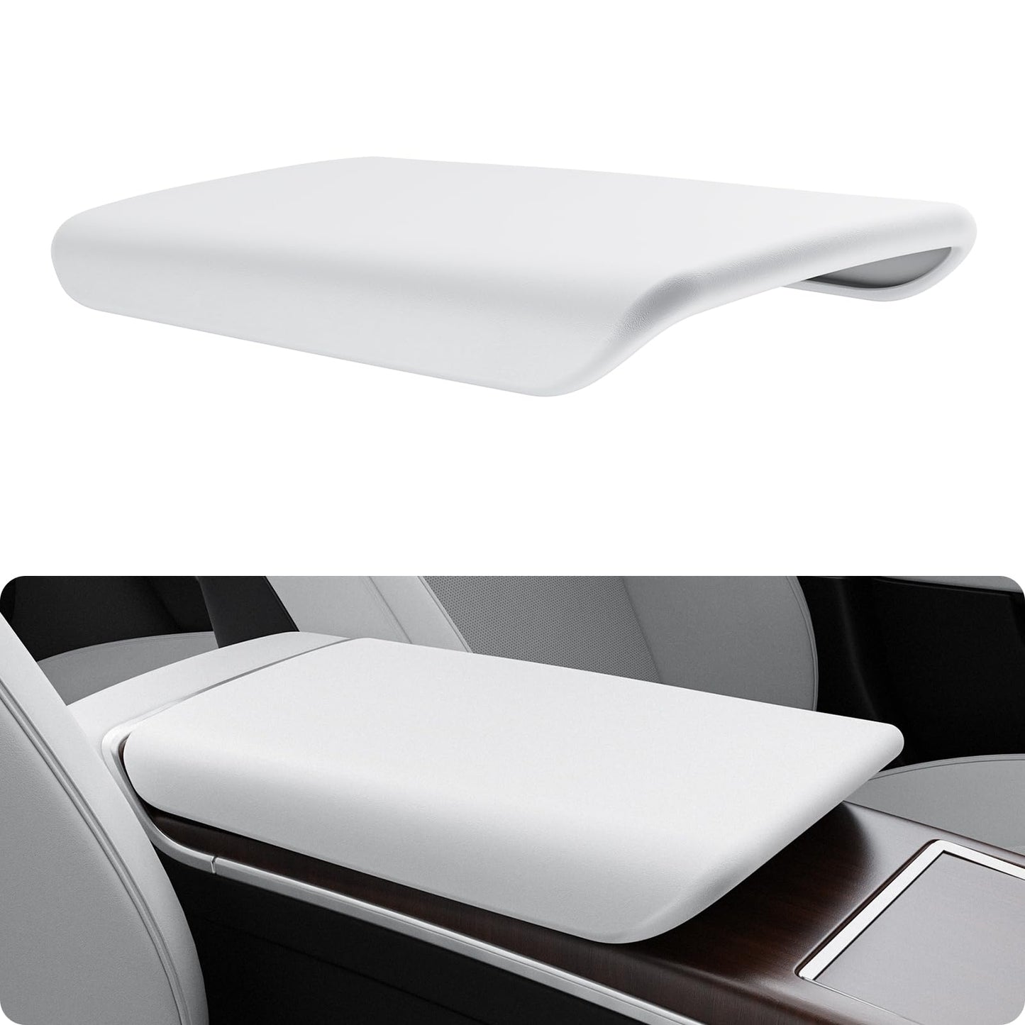 Center Console Armrest Cover for Tesla Model 3/Y/S/X/Cybertruck Model S X White