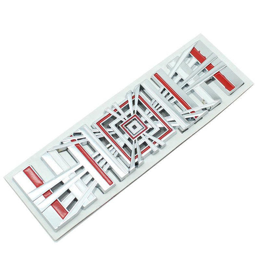 Plaid SpaceBalls Tribute for Tesla, Die-Cast Aluminum Badge Trunk Emblem - For All Tesla Models White-Silver-Red