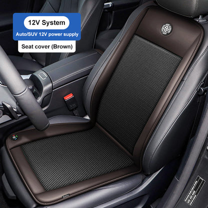 12V Automotive Cooling Seat Pad Breathable Chair Cushions Car Seat Cover Brown