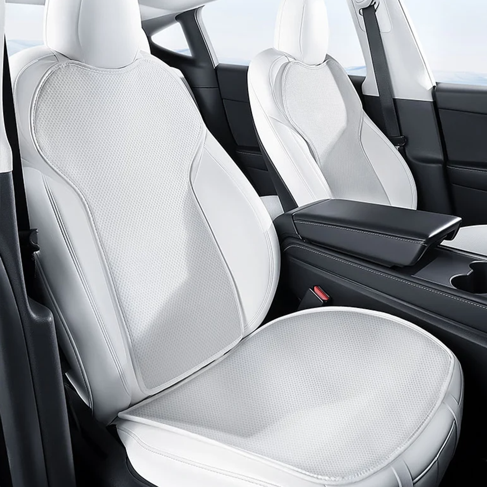 Ice Silk Breathable Cooling Car Seat Cushion for Tesla Model 3/Y Front Seat (4 Pcs) White