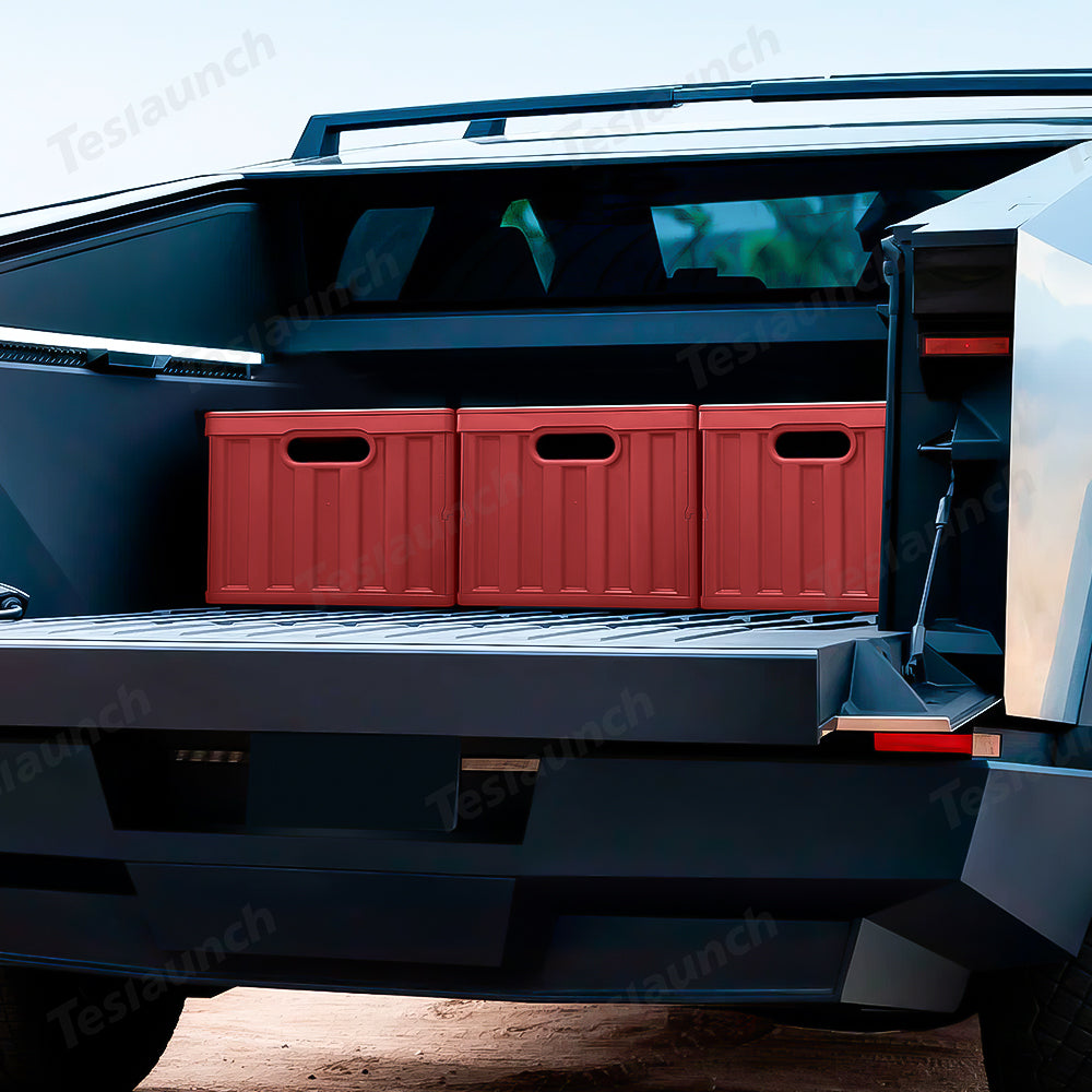Foldable Vault Cargo Bins for Tesla Cybertruck Red 3 Pcs Set