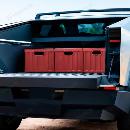 Foldable Vault Cargo Bins for Tesla Cybertruck Red 3 Pcs Set