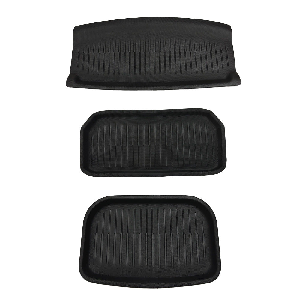 Custom-Fit Floor Mats And Liners 3D Lamination Cutting All-Weather For Tesla Model Y (2020-2024) 7 Seats Frunk & Trunk Mat (3 PCS)