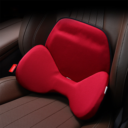 Ergonomic Ice Silk Breathable Lumbar Support Pillow - Fits All Cars Dark Red