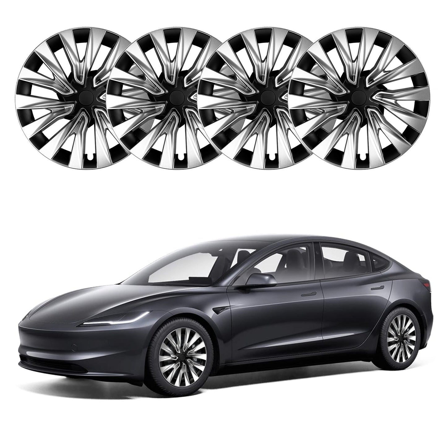 18"Turbine Silver Wheel Cover Hubcap for Tesla Model 3 Highland