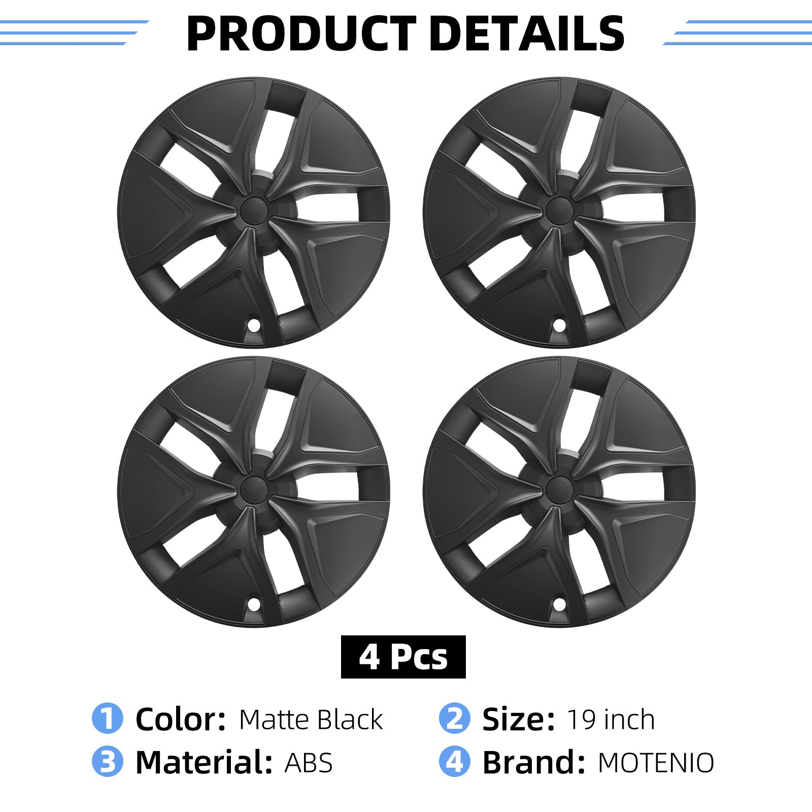 19 Inch Arachnid Style Hubcaps For Tesla Model Y Juniper