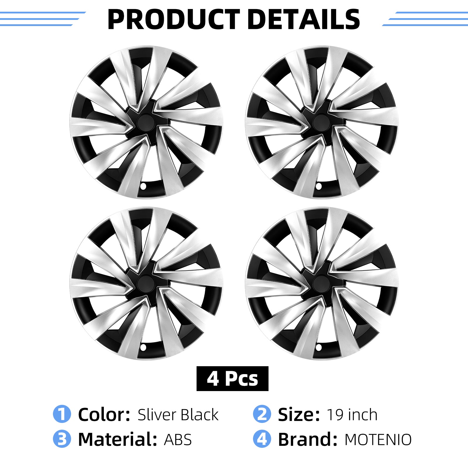 19 Inch Turbine Style Wheel Hubcaps for Tesla Model Y Juniper