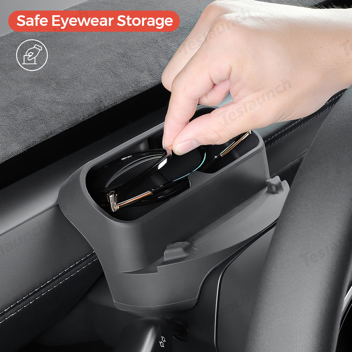 Multi-Function Steering Wheel Phone Mount & Glasses Holder for Tesla Model Y Juniper 2025+