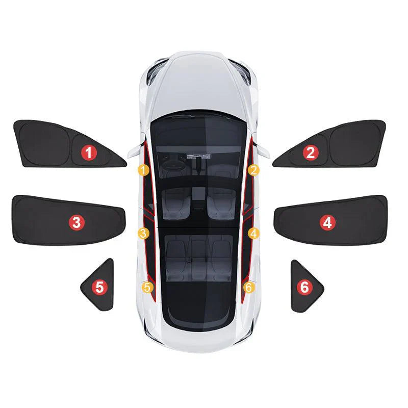 2017-2025 Model 3 Sun Visor for Tesla- Privacy and Thermal Insulated Sunshades Curtains Front & Rear & Triangular Door Windows