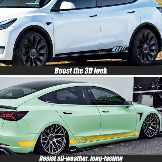Side Skirt Decal DIY Sticker Side Body Racing Stripe Sticker For Tesla Model 3/Y/S/X