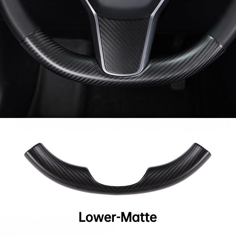 [Real Carbon Fiber] Steering Wheel Upper/Lower Cover For Tesla Model 3/Y Accessories (2017-2023) Real Matte Carbon Fiber Lower (1 PCS)