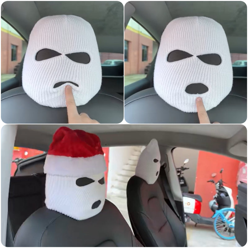 Personalized Funny Hat for Tesla Car Seat Headcover- Fits Model 3/Y/S/X White 2 PCS