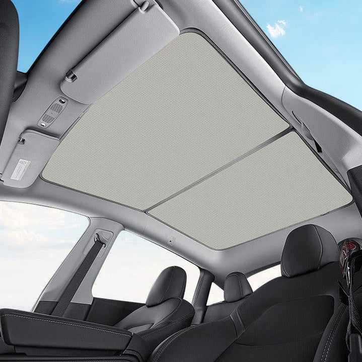 Split Glass Roof Sunshade for Tesla Model Y(2020-2024) Sun Visor Accessories Sun Blocking Heat Shade White