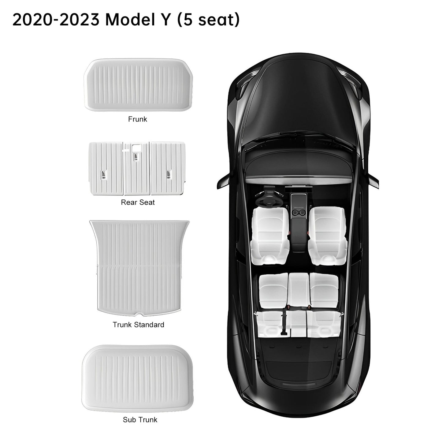 TPE Frunk & Trunk Cover for Tesla Model 3/Y ( 2017-2023) 2020-2024 Model Y (5 seat) A set (standard version)