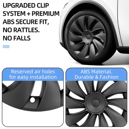 19 Inch Cyclone Style Black Hubcaps For Tesla Model Y Juniper