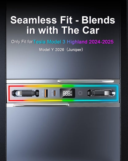 USB Hub Organizer with Ambient Light for Model 3 Highland Y Juniper