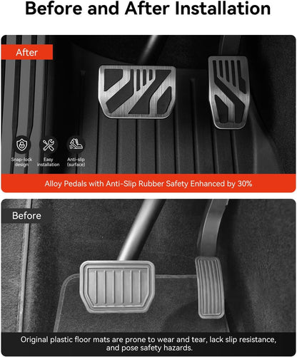 Tesla Model 3/Y Stainless Steel Self-Snap Lock Pedal Covers (2PCS) – Geometric & Dots