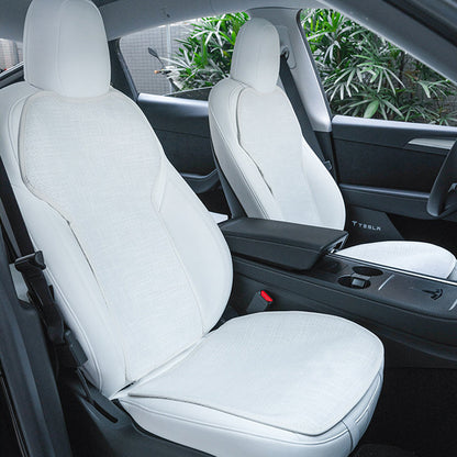 Comfortable and Breathable Cotton and Linen Cushion for Tesla Model 3 and Model Y White
