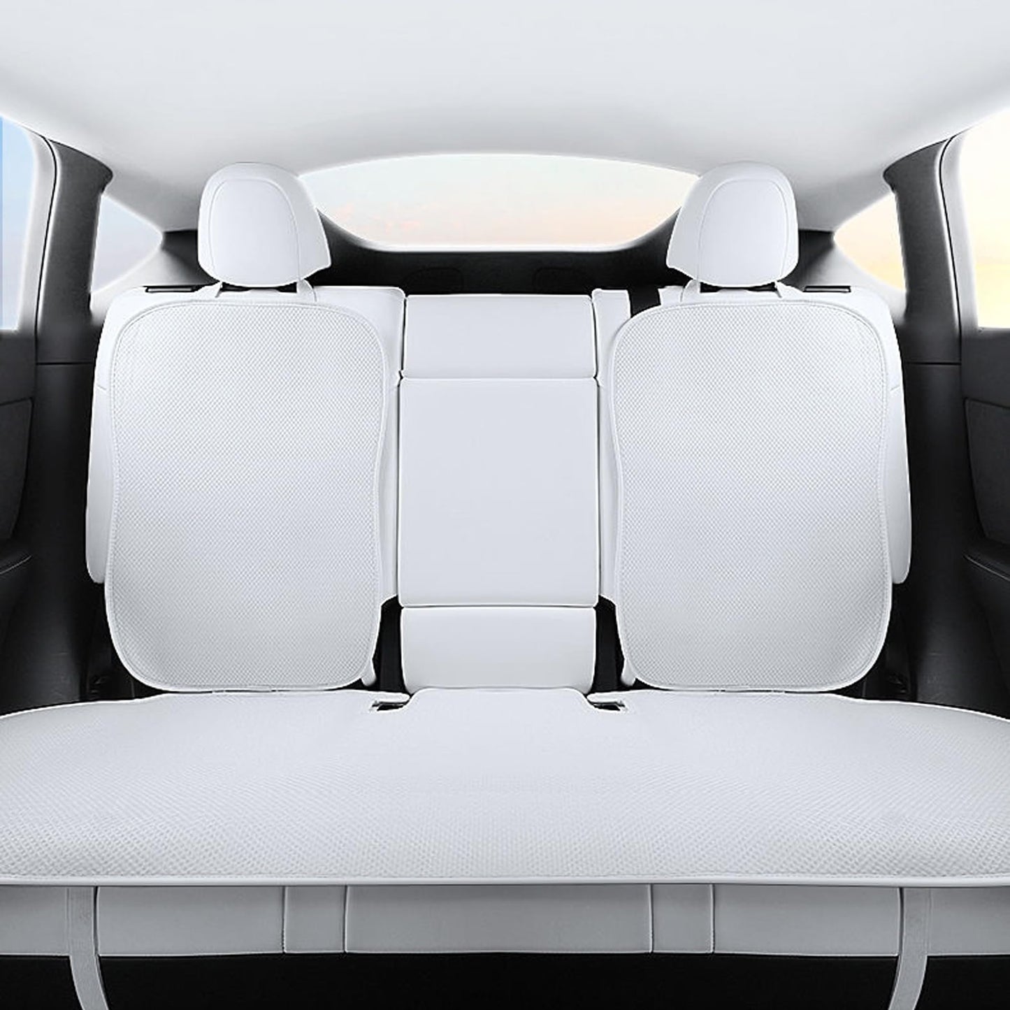 Ice Silk Seat Cover Cushion for Tesla Model 3/Y/X/S White Ice Silk 3pcs Rear Seat For Model 3