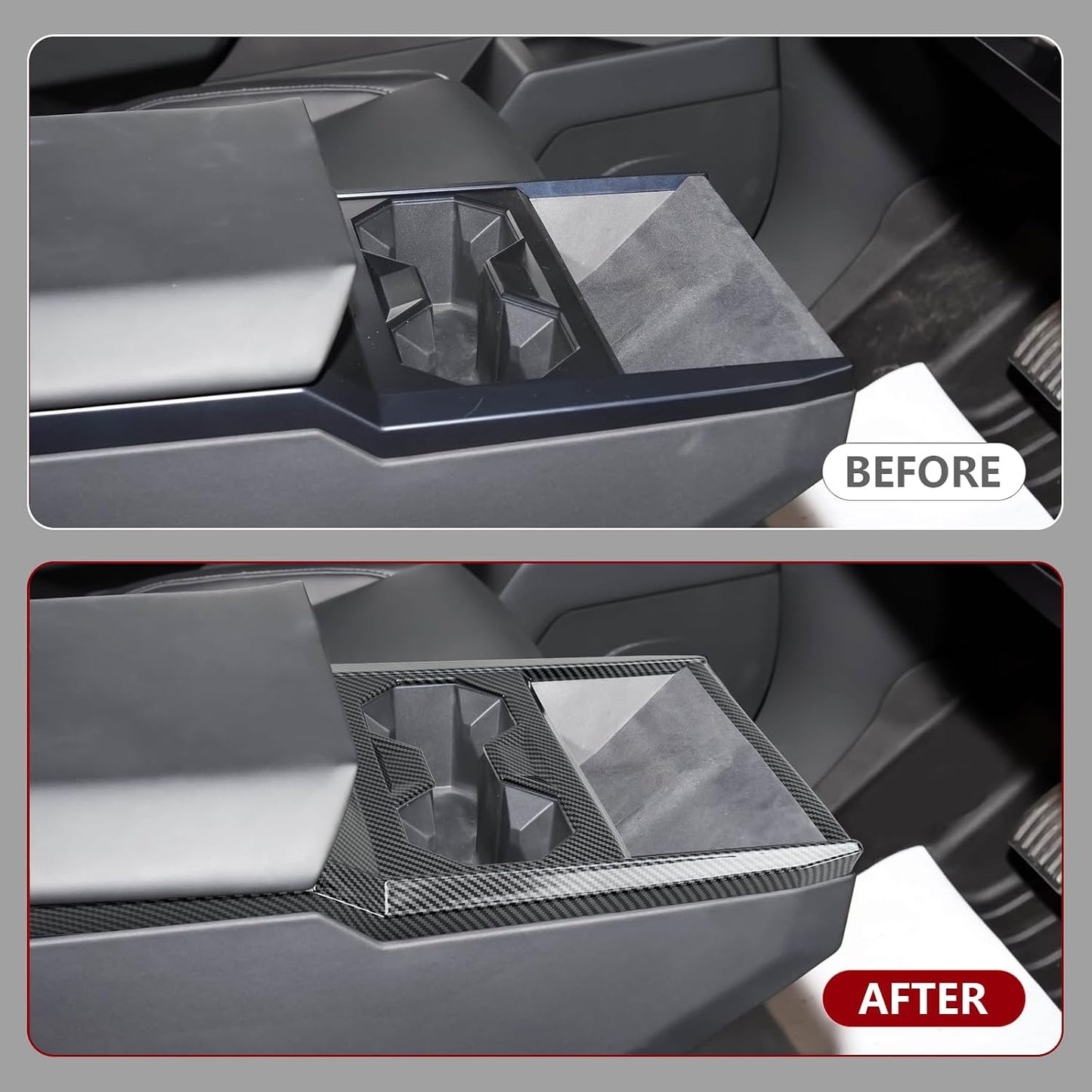 Central Control Frame Cover Trim for Tesla Cybertruck (Gloss Carbon Fiber Style)