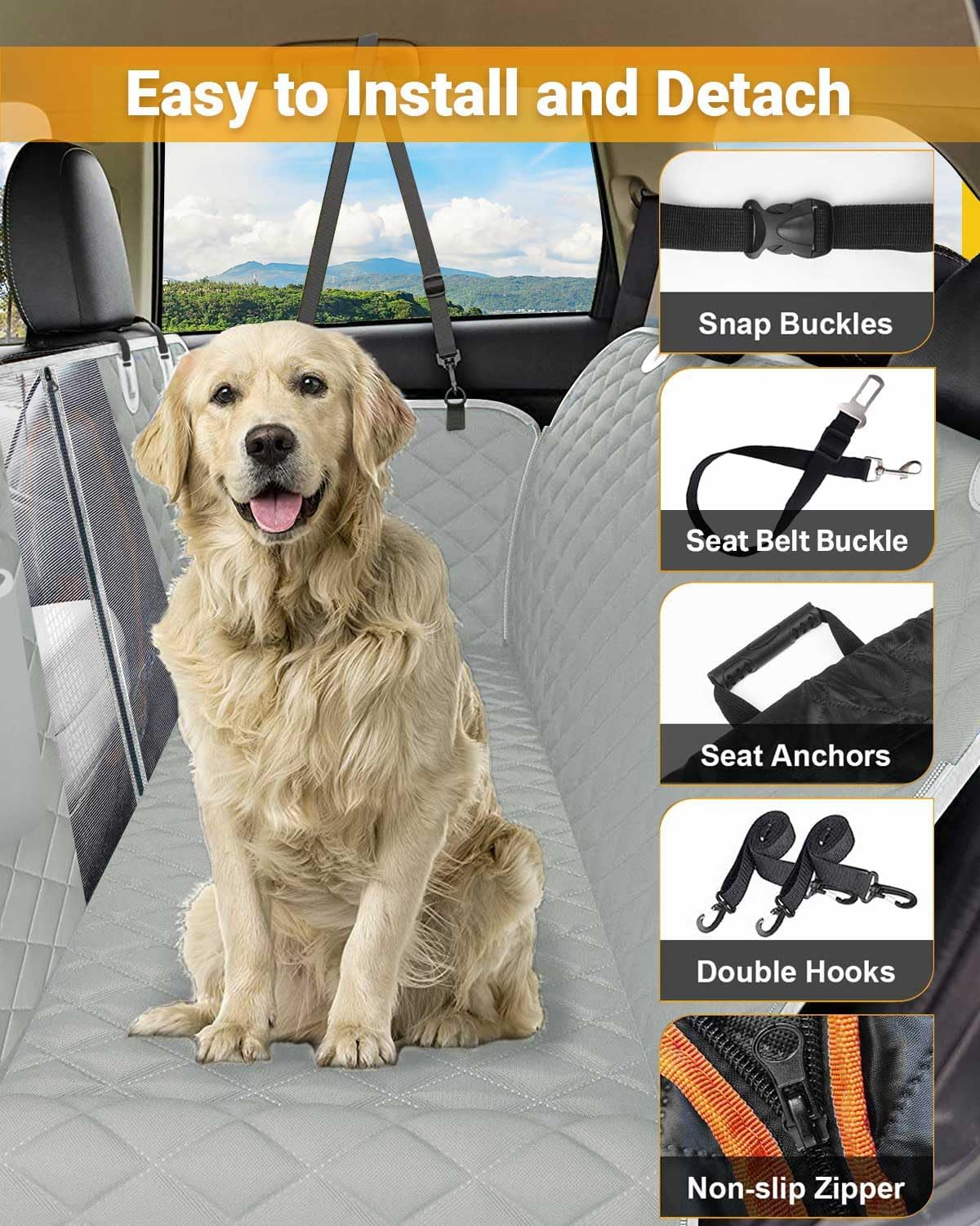 Waterproof Dog Car Seat Cover for Back Seat with Mesh Window