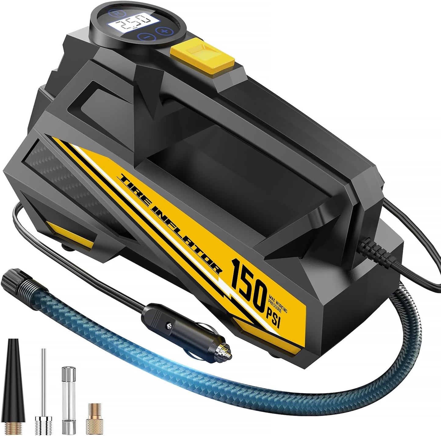 Tire Inflator Portable Air Compressor Portable Tire Inflator For EV Car Yellow