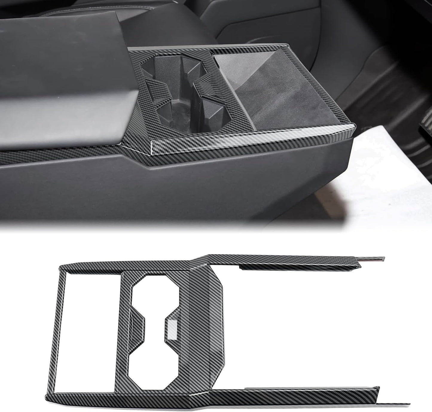 Central Control Frame Cover Trim for Tesla Cybertruck (Gloss Carbon Fiber Style)