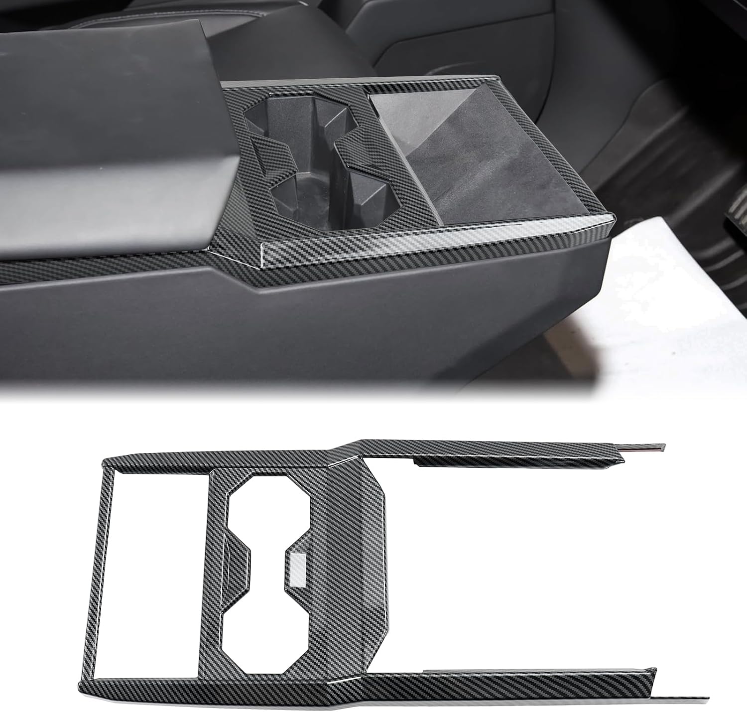 Central Control Frame Cover Trim for Tesla Cybertruck (Gloss Carbon Fiber Style)
