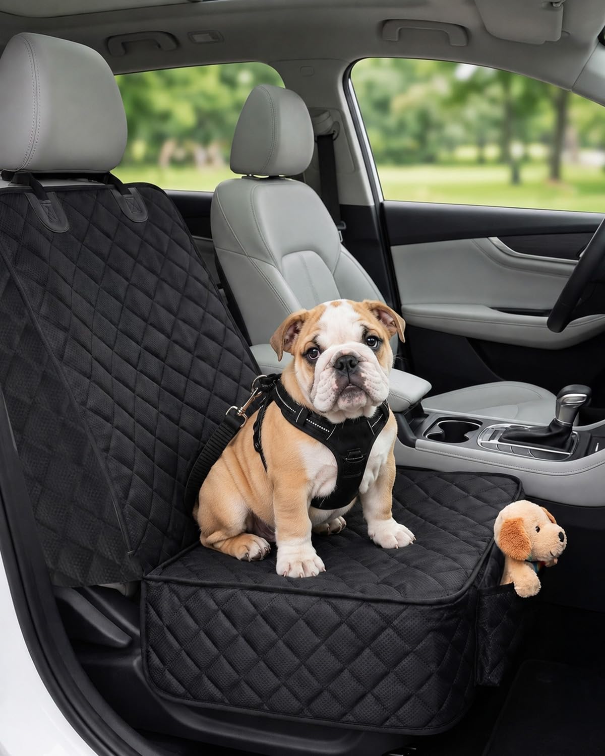 Waterproof Dog Car Seat Cover for Back Seat with Mesh Window Black Small Regular