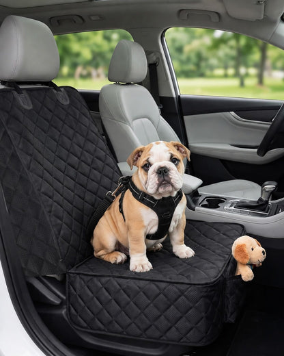 Waterproof Dog Car Seat Cover for Back Seat with Mesh Window Black Small Regular