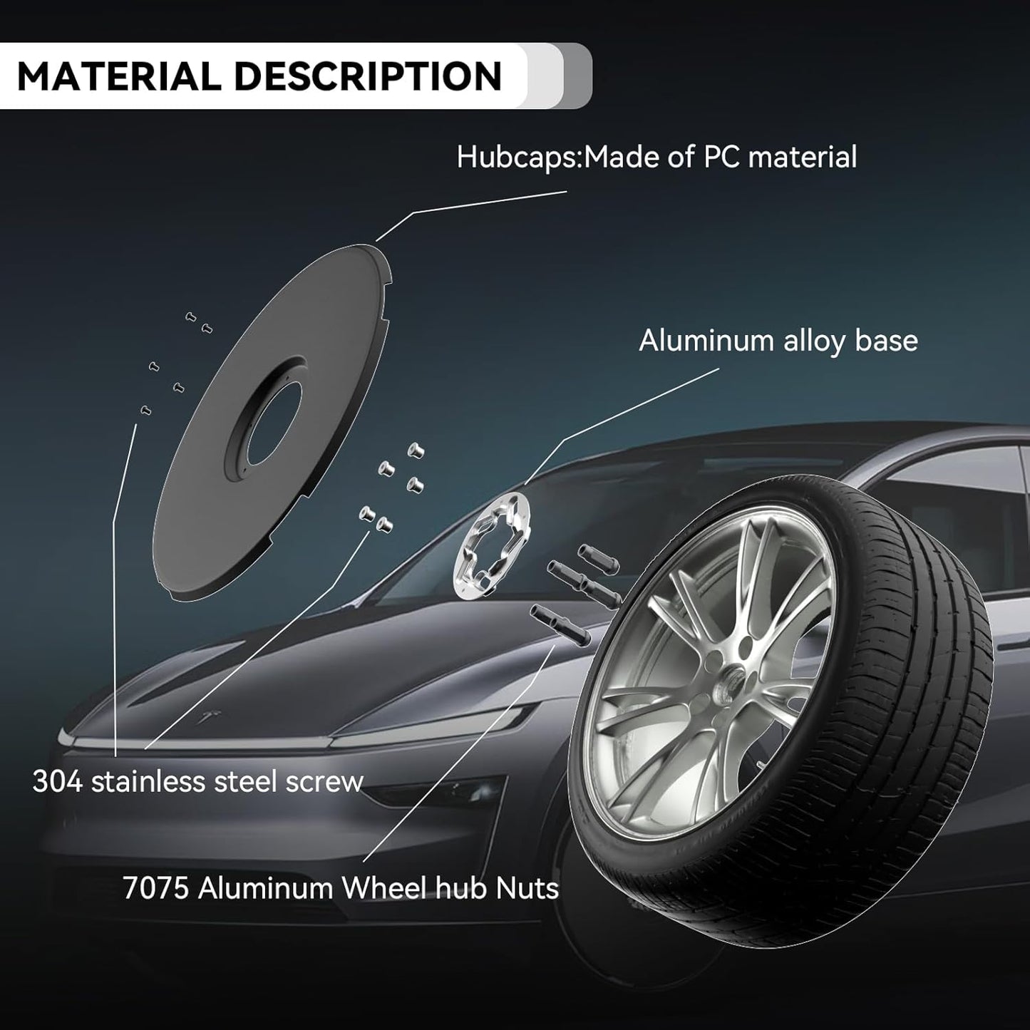 19 inch Wheel Cover Hubcaps with Rim Protectors For Tesla Model Y Juniper