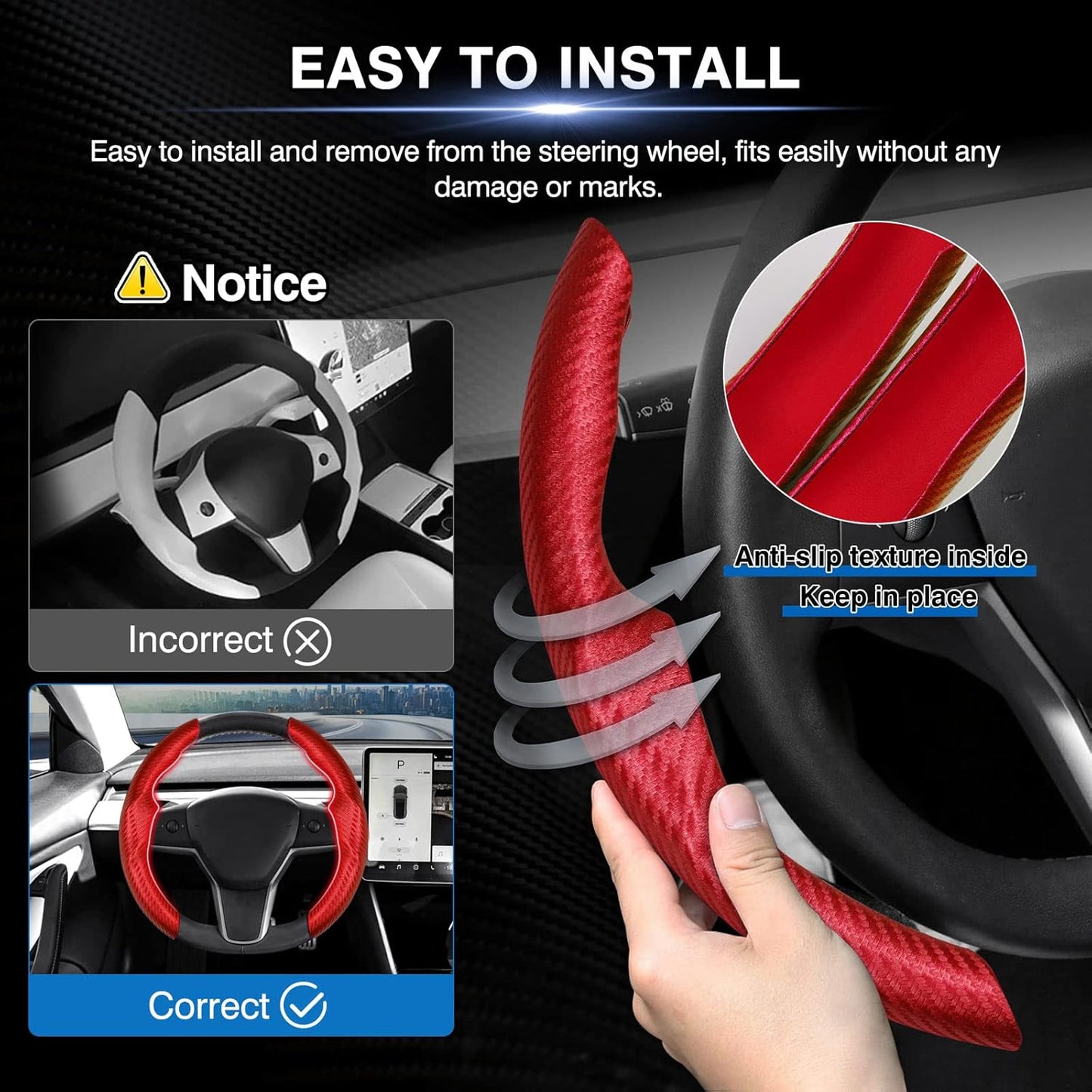 Carbon Fiber Steering Wheel Cover for Tesla Model 3/ Y