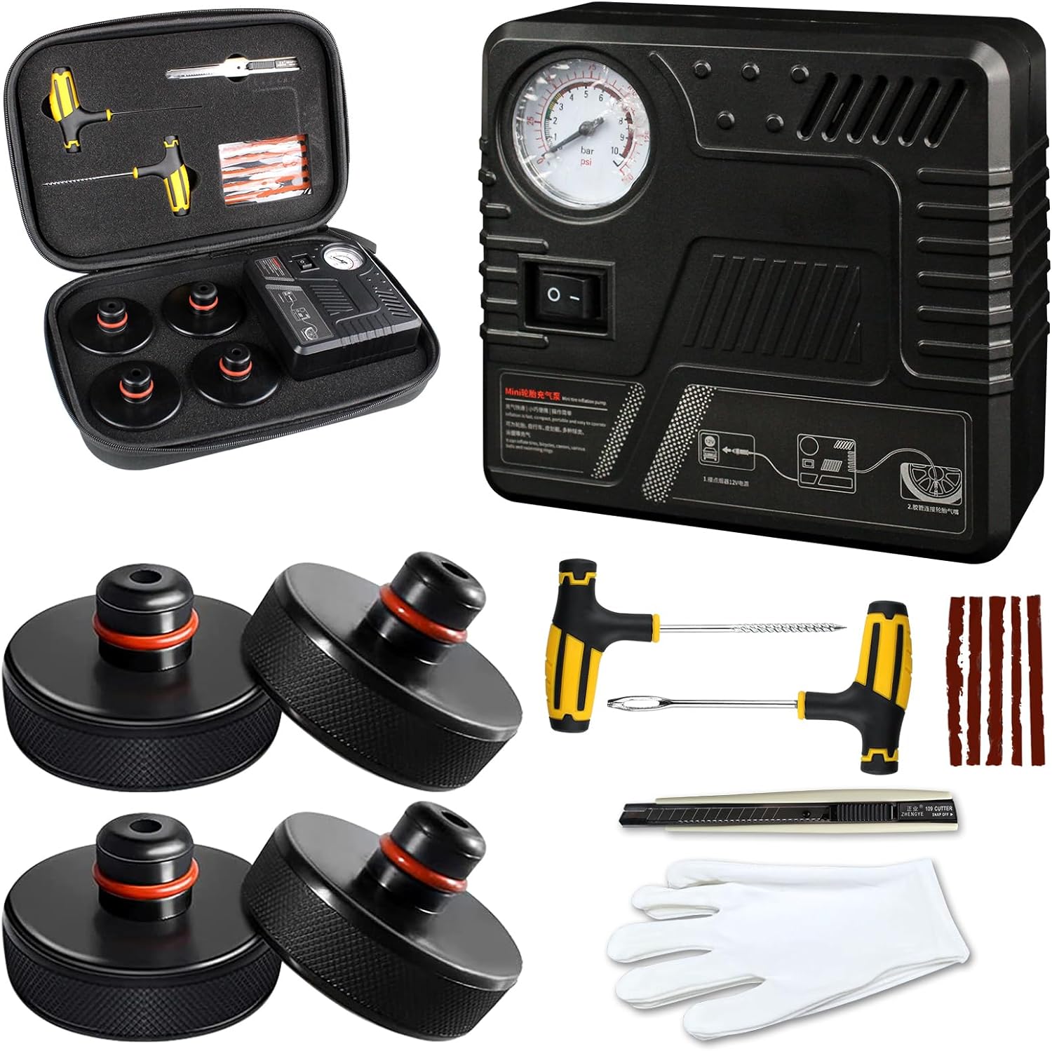 Portable Tire Repair Tool Kit Jack Pads for Tesla Model 3/Y/S/X Black2