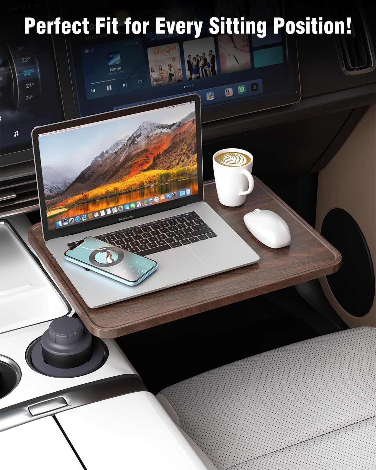 Quick Release Car Laptop Desk Tray Mobile Office For Tesla and EVs