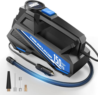 Tire Inflator Portable Air Compressor Portable Tire Inflator For EV Car Blue Large