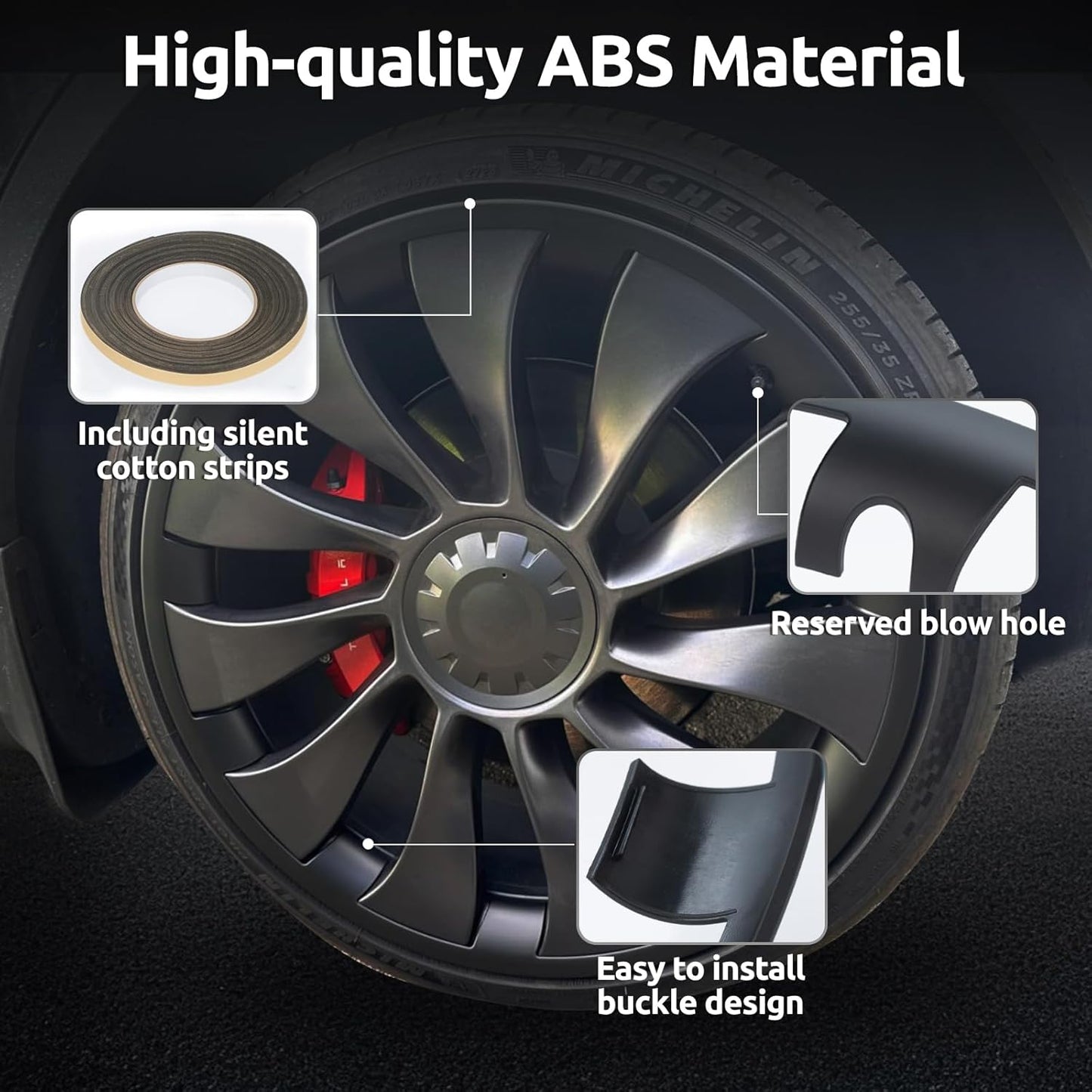 Black Wheel Rim Protector Edge Rim Guard for Tesla Model 3 Highland