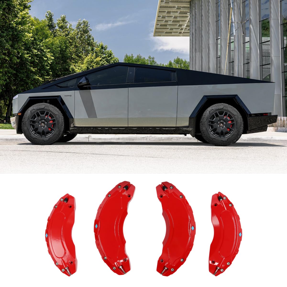 Aluminum Alloy Caliper Covers Compatible with Tesla Cybertruck Red