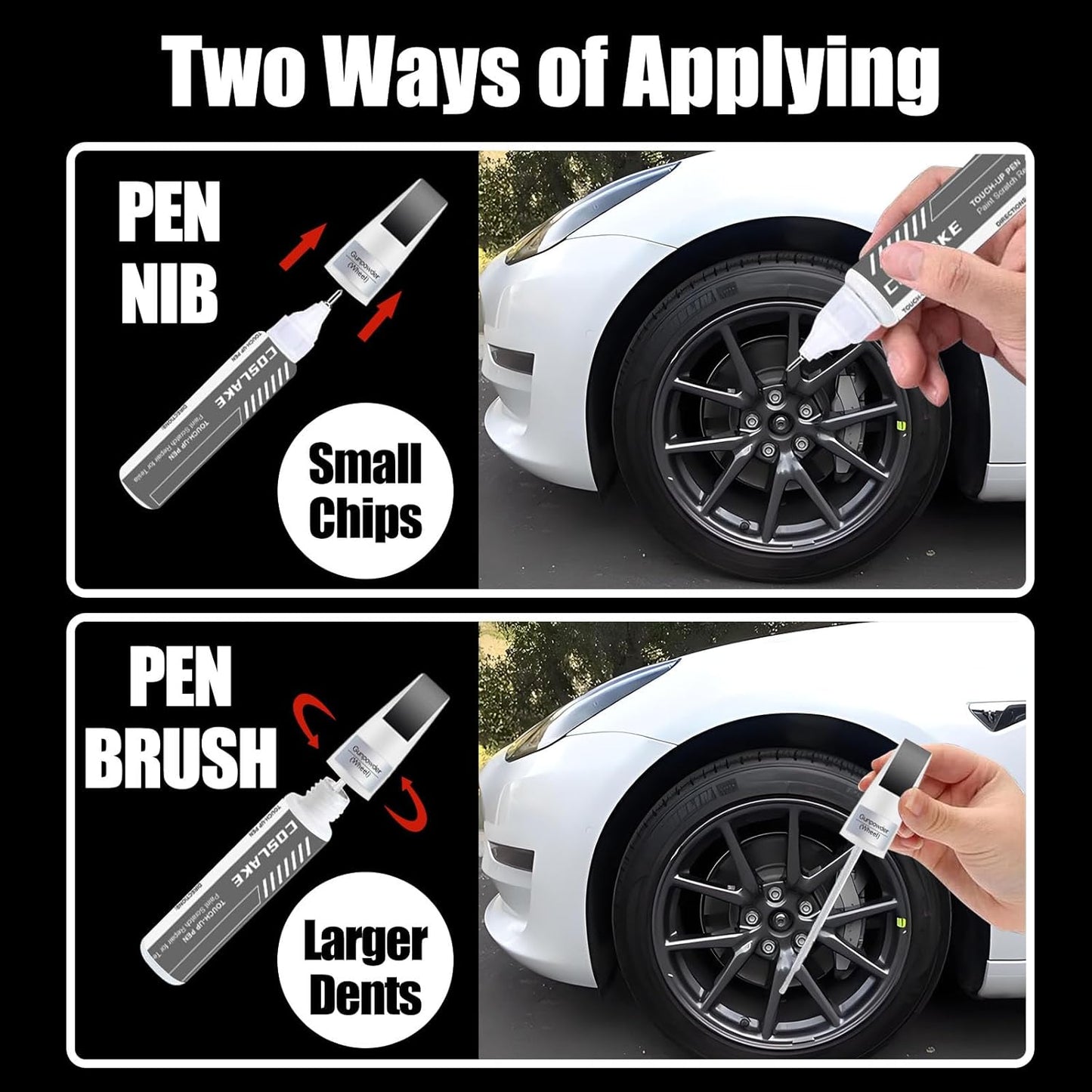 Rim Touch Up Paint(Gunpowder) for Tesla Model Y/3/S/X Gemini Dark/Uberturbine/Arachnid/Cybersteam/Turbine Wheel, Curb Rash Repair Rim Scratch Repair with Masking Tape & Sandpaper