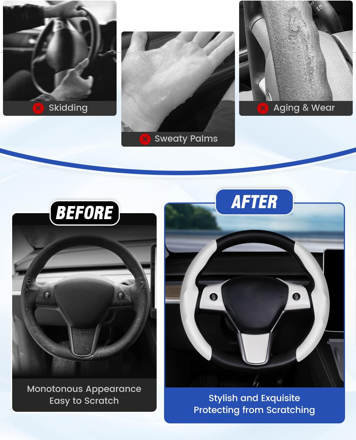 Carbon Fiber Steering Wheel Cover for Tesla Model 3/ Y