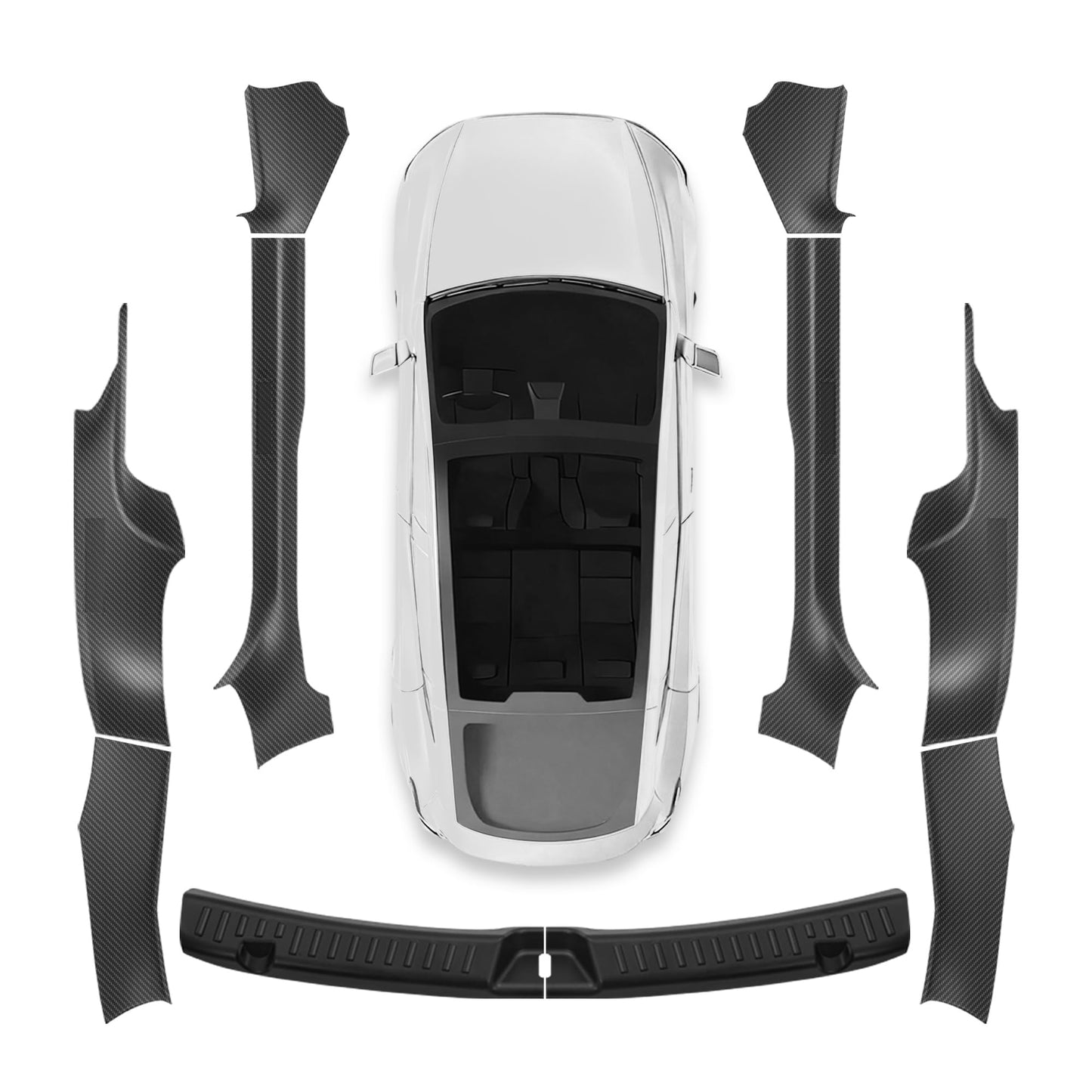 10pcs Carbon Fiber Style ABS Door Sill Protector Guard For Tesla Model Y Juniper Gross Carbon Fiber Style