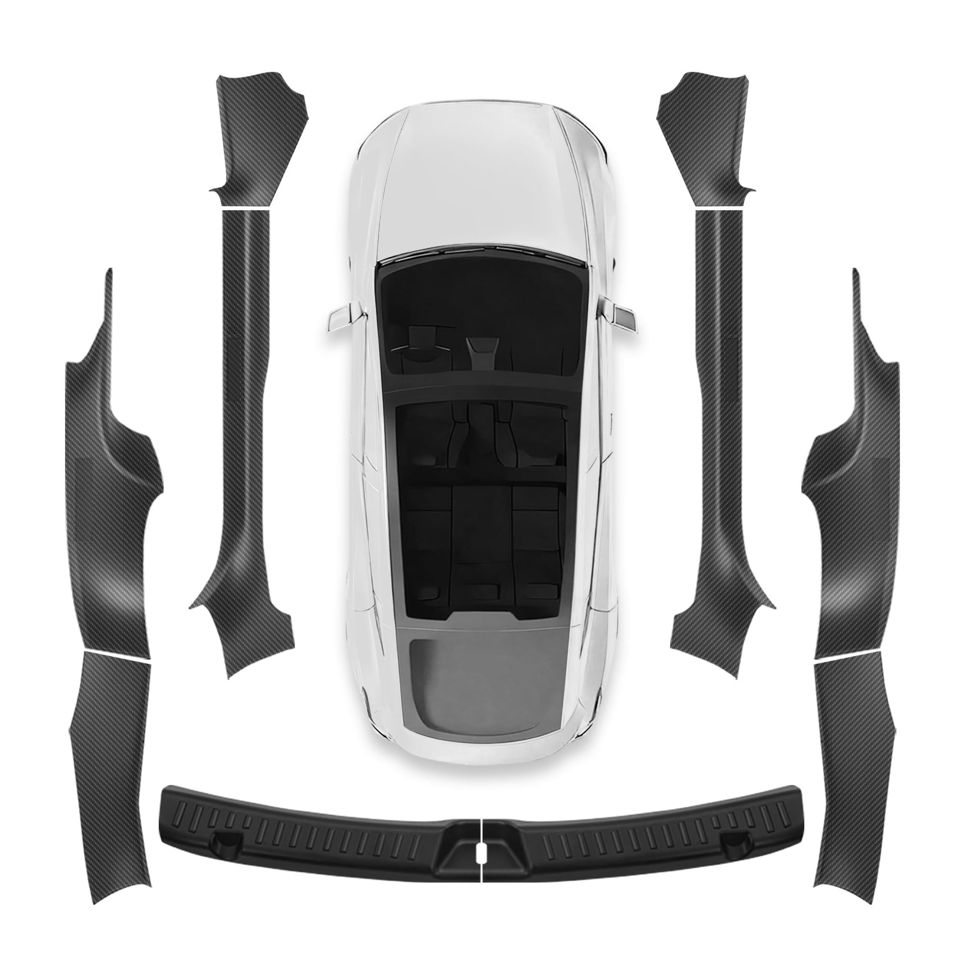 10pcs Carbon Fiber Style ABS Door Sill Protector Guard For Tesla Model Y Juniper Gross Carbon Fiber Style